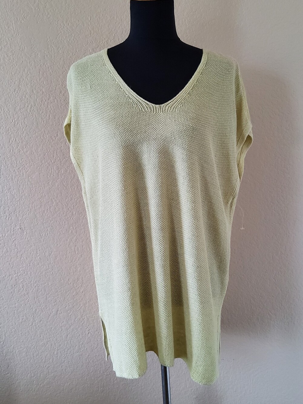 Nwot Eileen Fisher Green 100% Organic Linen V-Neck Tunic M